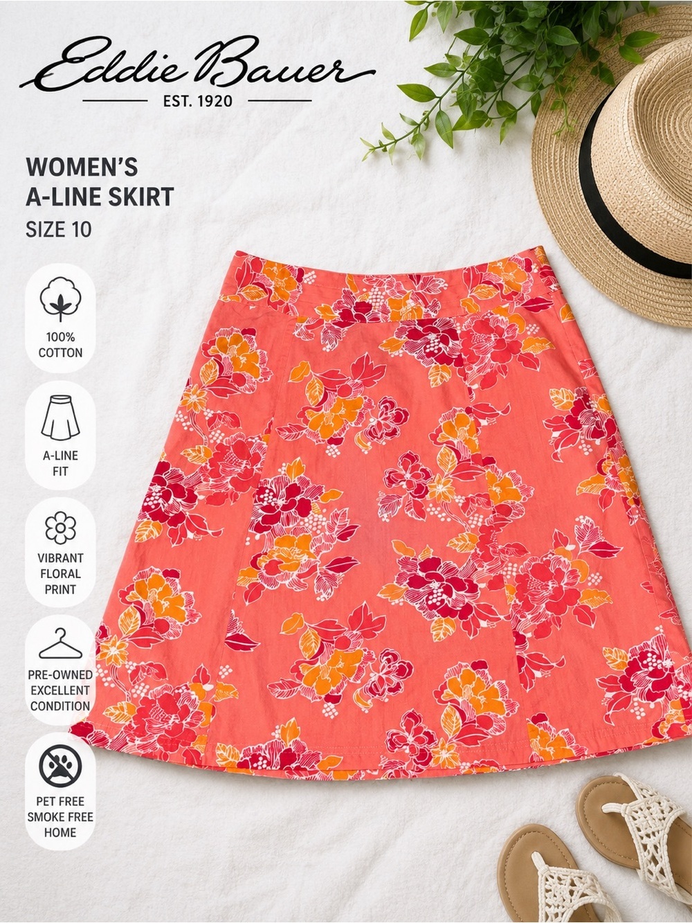 πΊ Beautiful Eddie Bauer Floral A-Line Skirt in Excellent Pre-Owned Condition!